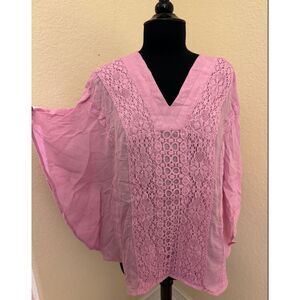 Chico's Pink Embroidered Poncho Top - Sz S/M
